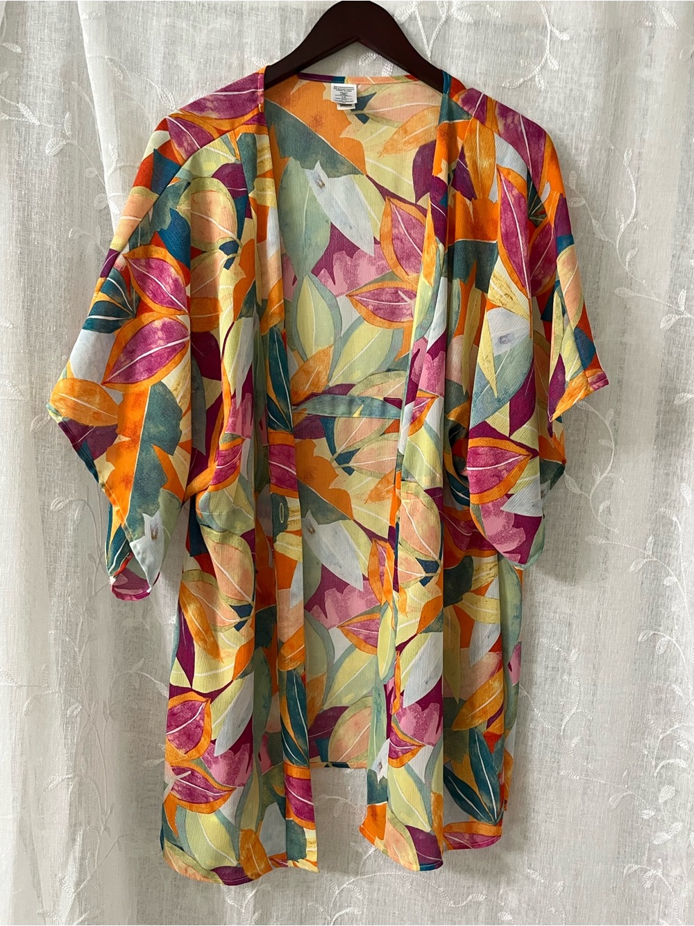 Kimono Resort Beach Boho Tropical Print V-Neck Sleeve One Size